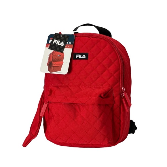Fila Womens Backpack Red Quilt With Pouch Medium Eileen Backpack New - Picture 5 of 15